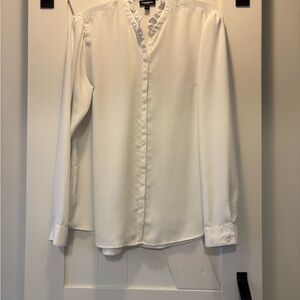 Express White Ruffled Blouse